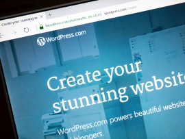 Ostersund, Sweden - June 23, 2016: WordPress website on a computer screen. WordPress is a free and open-source content management system (CMS) based on PHP and MySQL